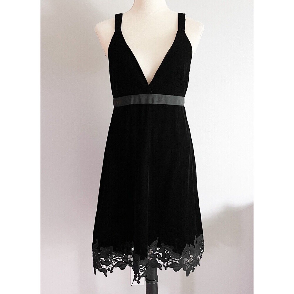 NWT Miss Selfridge Black Mini Dress with Lace Hem